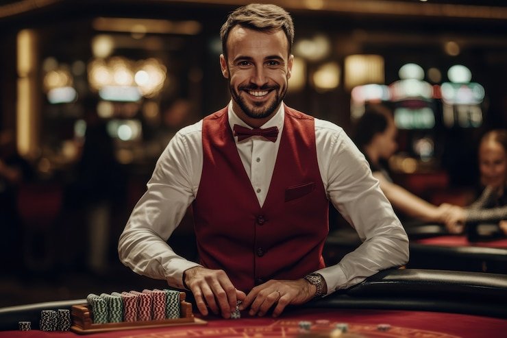 Contoh layar permainan kasino langsung jagatplay di perangkat mobile menampilkan dealer langsung dan meja baccarat